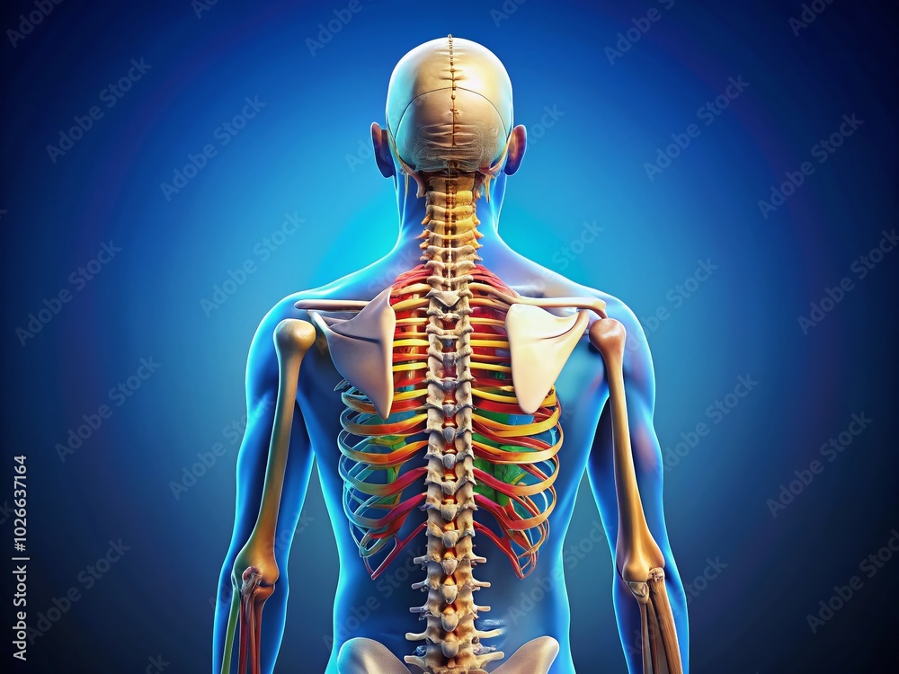 Detailed 3D Rendering of Human Spine Anatomy Featuring Cervical ...