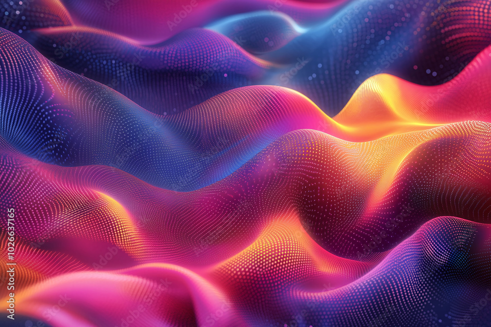Vibrant Colors Gradient Flowing Wavy Smooth Connected Dots 3D Waves, Colorful Futuristic Abstract Background Vibrant Colors Gradient Flowing Wavy Smooth Connected Dots 3D Waves, Colorful Futuristic Abstract Background