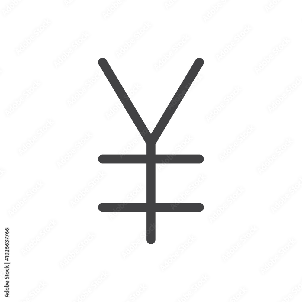 Yen icon Thin outline art symbol Yen icon Thin outline art symbol