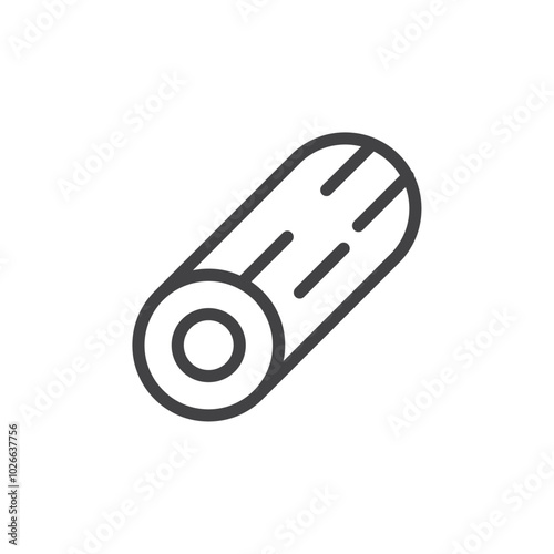 Wood log icon Thin outline art symbol