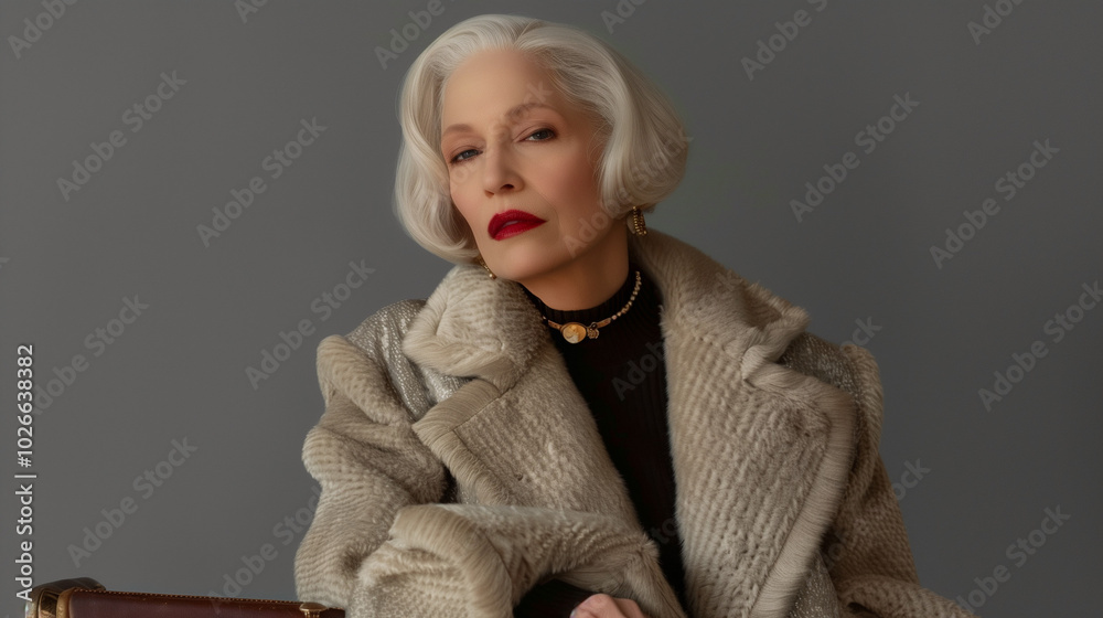 Elegant Mature Woman in Fur Coat Elegant Mature Woman in Fur Coat