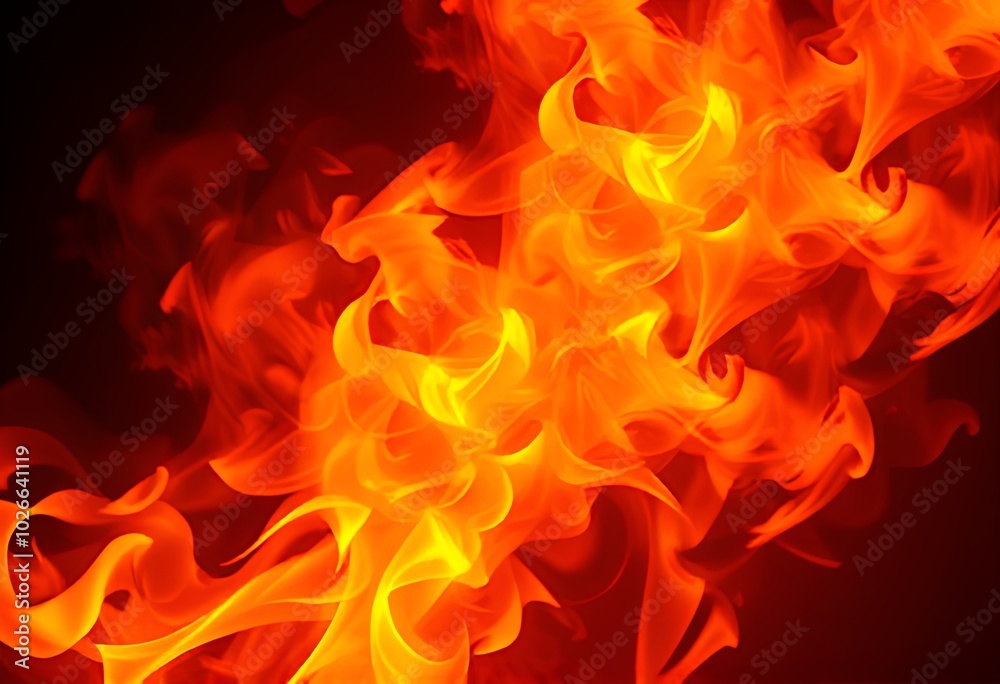 Bright close up orange fire flames at black background digital illustration Bright close up orange fire flames at black background digital illustration