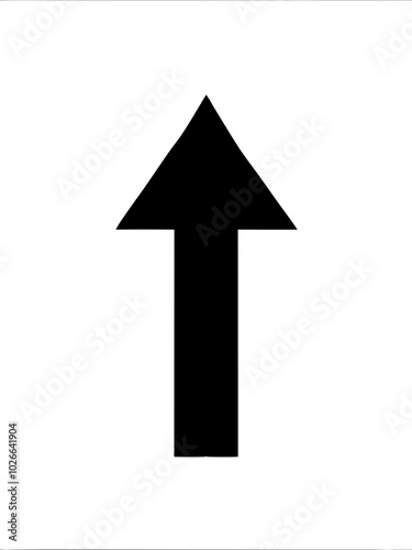 a black arrow pointing upwards on a white background