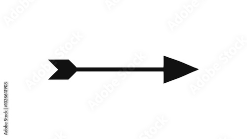 a simple black arrow pointing to the right. The arrow has a triangular head on the right side and a tail with two angled lines on the left side, resembling a traditional arrow design.