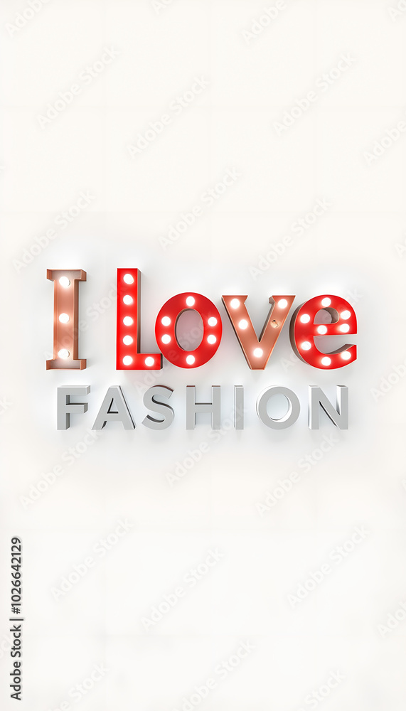 Obraz premium I Love Fashion, sign series for beauty & fashion, panoramic isolated with white highlights, png