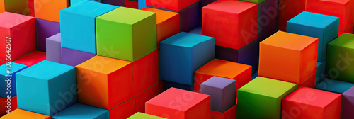 Bright Blocks Backdrop: A colorful school background composed of different-sized blocks in vibrant colors like red, orange, green, blue, and purple, promoting creativity and imagination.