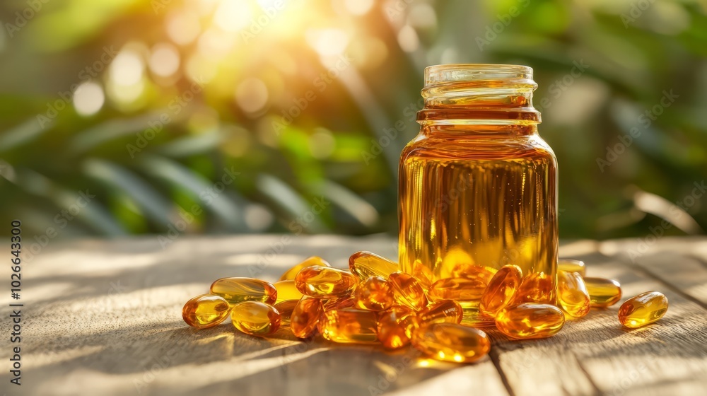 Vitamin E oil in dark amber glass bottle, antioxidant for anti-aging care Vitamin E oil in dark amber glass bottle, antioxidant for anti-aging care