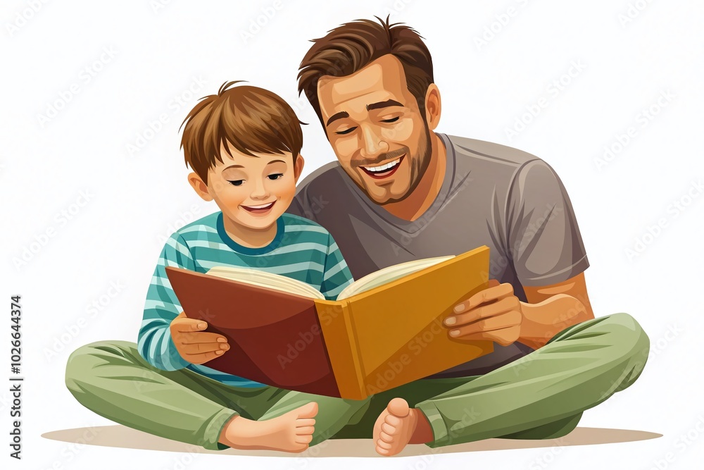 Father and Son Silhouette Reading Together - Family Bonding Moments Father and Son Silhouette Reading Together - Family Bonding Moments
