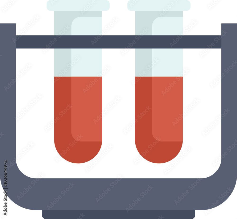 Two test tubes containing blood samples are resting in a rack Two test tubes containing blood samples are resting in a rack