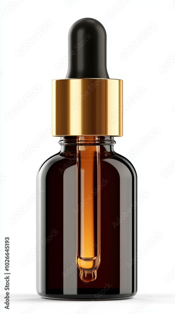 Fototapeta premium Glass dropper bottle serum isolated on white background