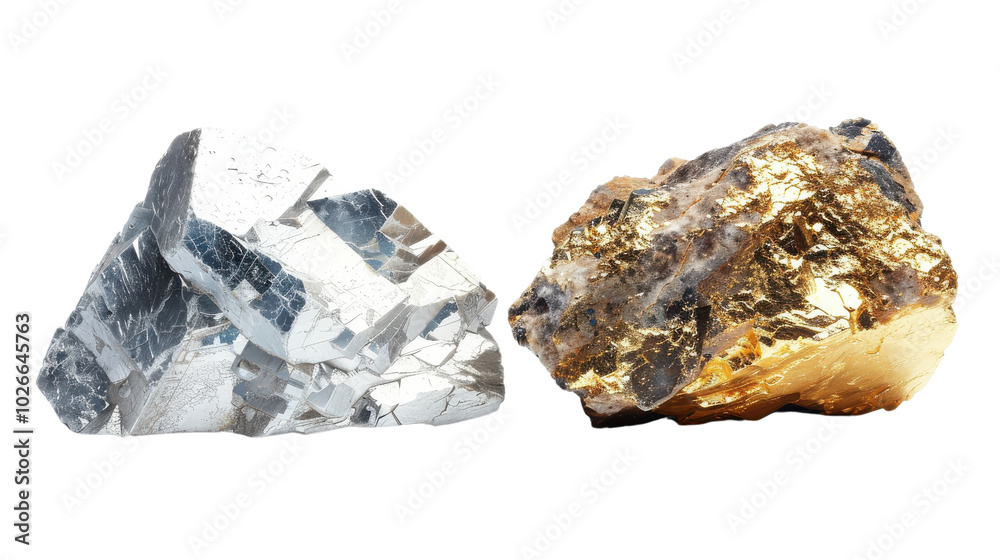 Two rocks, one is white and the other is gold