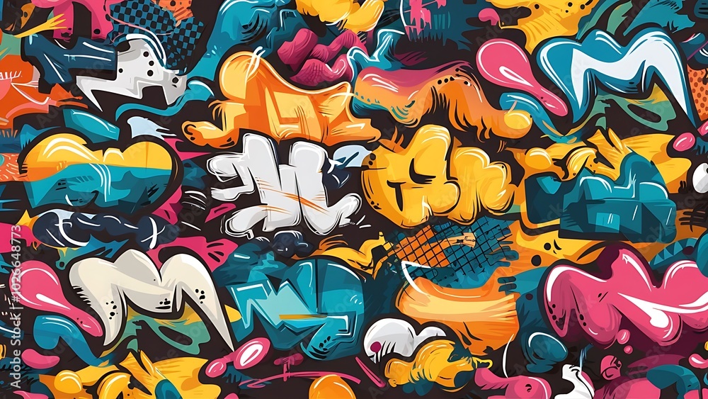 Obraz premium Colored graffiti seamless texture vector illustration