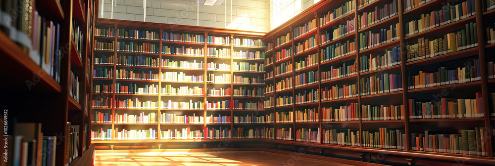 Quiet Quarters: A serene library background displays books neatly organized on shelves, inviting students to find inspiration and knowledge within its walls. Quiet Quarters: A serene library background displays books neatly organized on shelves, inviting students to find inspiration and knowledge within its walls.