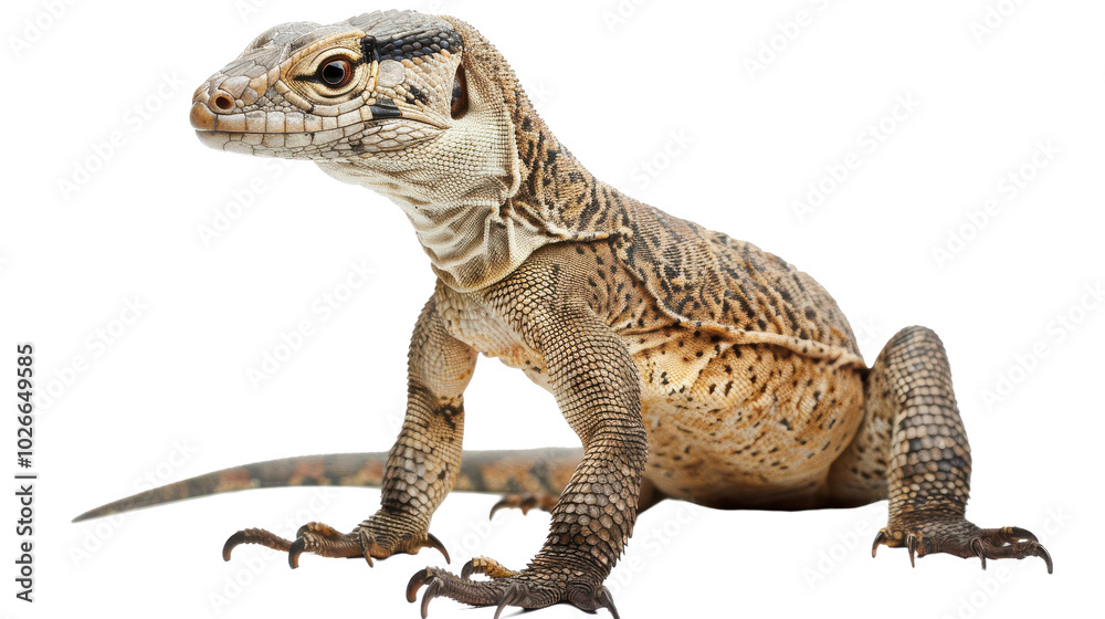 Naklejka premium A lizard is standing on a white background