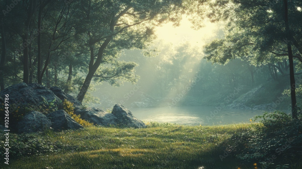 misty morning in the forest misty morning in the forest