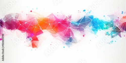 White global communication banner featuring a colorful network design, symbolizing connectivity and interaction across diverse platforms. 