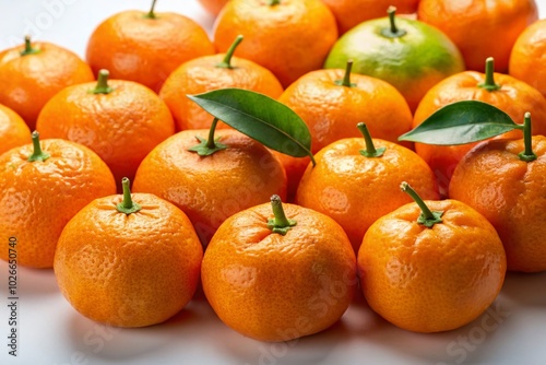 Fresh Early Japanese Mandarin Oranges on White Background for Culinary and Nutrition Use