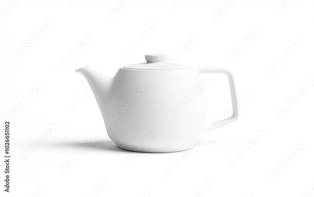 Modern ceramic teapot with a smooth, matte finish and a minimalist spout, isolated on white Modern ceramic teapot with a smooth, matte finish and a minimalist spout, isolated on white