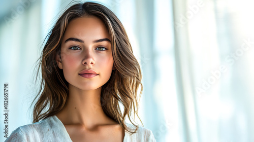 Trendy model in minimalist outfit with clean background Free Download Trendy model in minimalist outfit with clean background - GFXLoad
