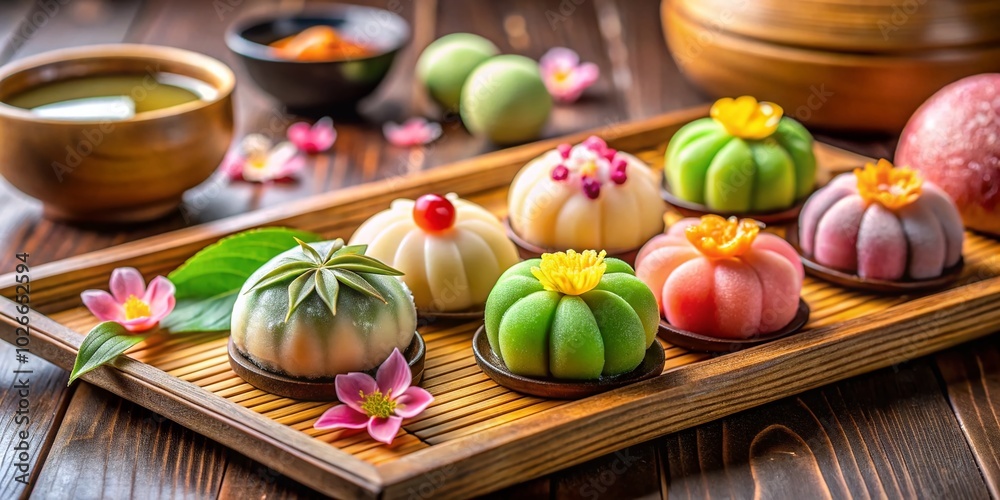 Exquisite Wagashi Display: Traditional Japanese Sweets for a Serene Tea Ceremony Experience Exquisite Wagashi Display: Traditional Japanese Sweets for a Serene Tea Ceremony Experience