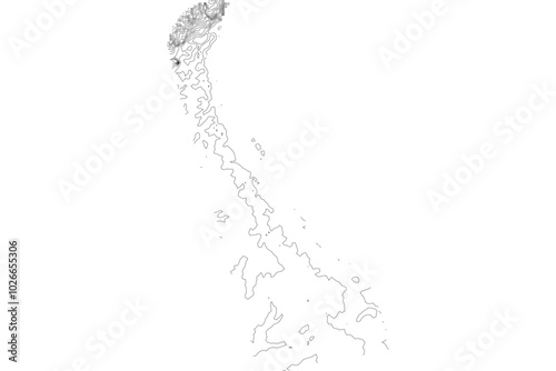 Delaware 1-bit contour map topography. Detailed elevation terrain lines in minimalist black and white vector graphic style. Scalable SVG file for cartography, GIS visualization, graphic design