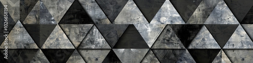 Industrial Edge, Steel Gray Rise: A gritty, urban pattern of triangles and rectangles in steel gray and black hints at industrial strength.