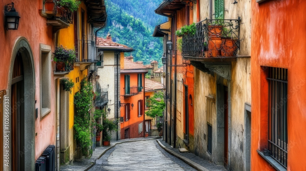 Fototapeta premium Cuneo's Narrow Street