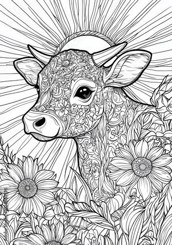 The cute kawaii cow is surrounded by beautiful flowers in this educational game for children. Various farm animals are included.