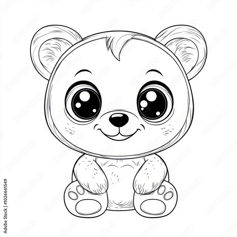 Obraz premium Children's coloring page with polar bear cartoon, printable coloring and scrapbook