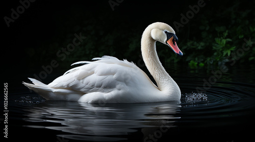 A flat silhouette of a graceful swan photo generative ai