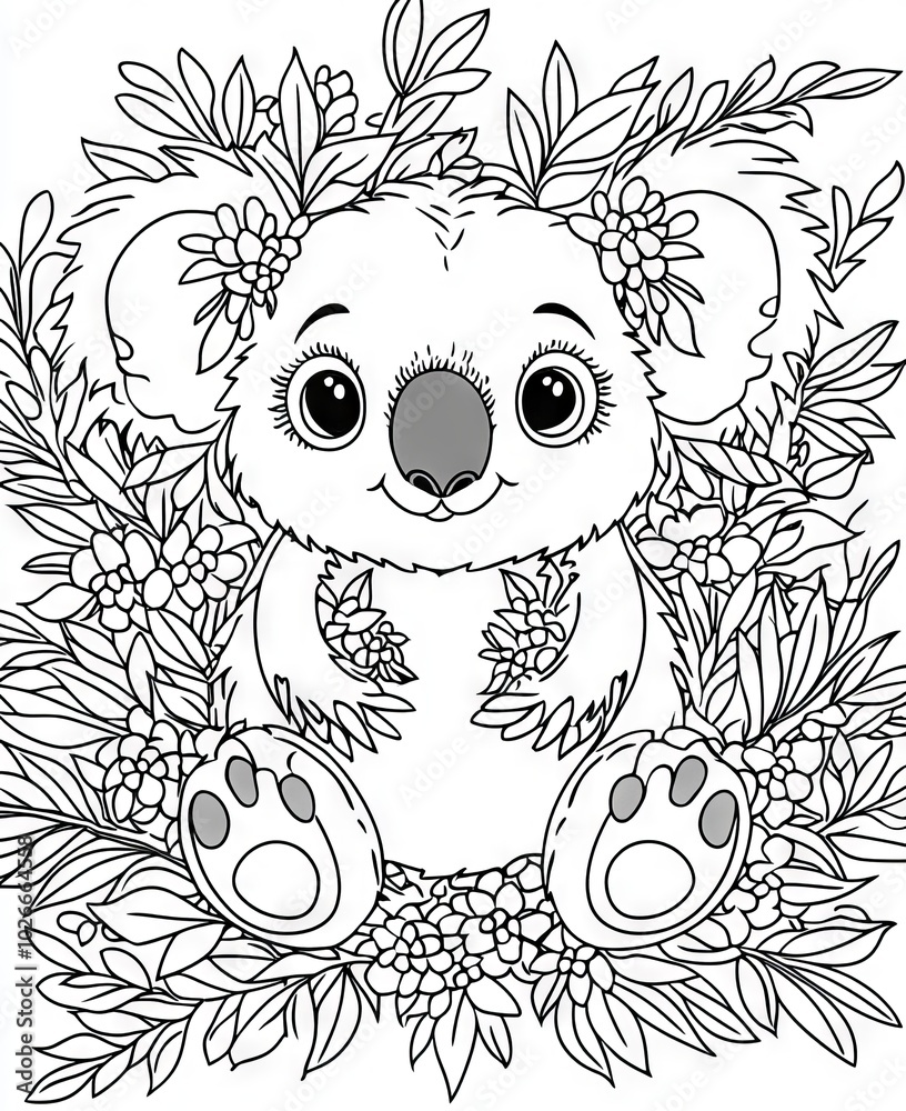 Fototapeta premium Animals, bear, black and white mandala for coloring.