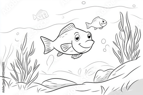 Color pages or coloring books for children with a marine theme.