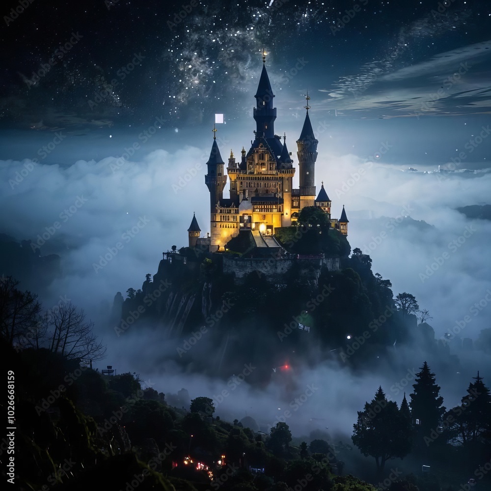 Beautiful art, a magical castle in the fog. The cover for the book. Beautiful art, a magical castle in the fog. The cover for the book.