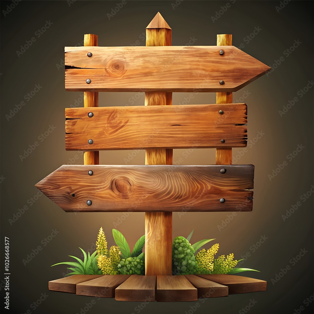 Fototapeta premium wooden sign on a white background