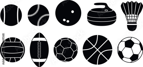 Sports ball set. Isolated sports ball on white background
