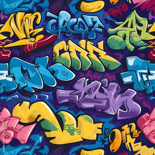 Wallpaper Mural Colored graffiti seamless texture vector illustration Torontodigital.ca