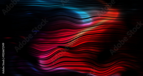 Abstract winding lines of different colors on a black background. Vector illustration in concept technology, science, music, modernity.