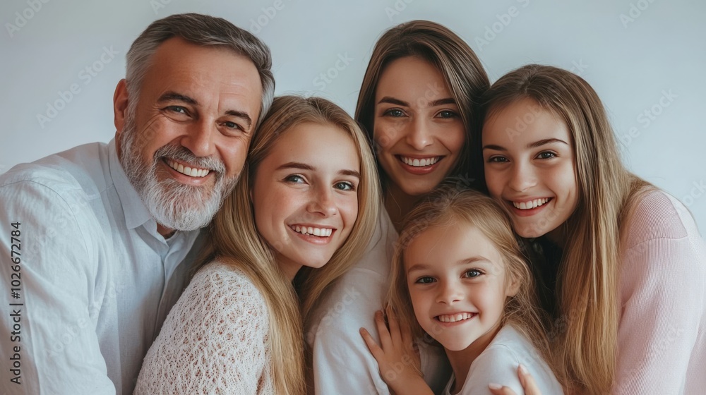 Happy smiling family, white background Happy smiling family, white background