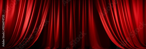 Crimson Velvet Curtain on Theater Stage