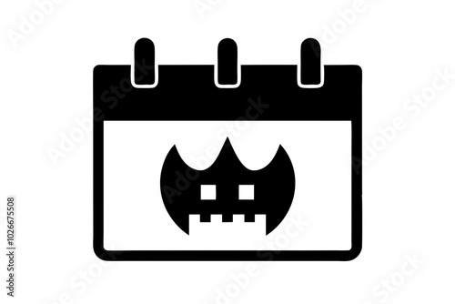 Halloween Calender icon Flat set in black and white color