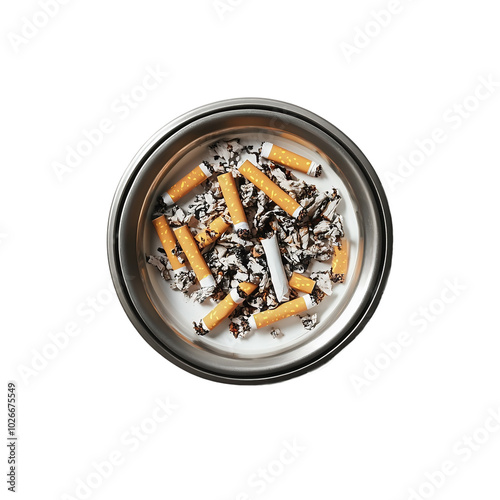  Ashtray filled with cigarette butts 