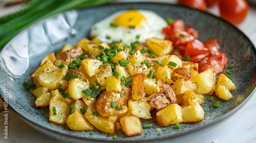 Fried potatoes with egg