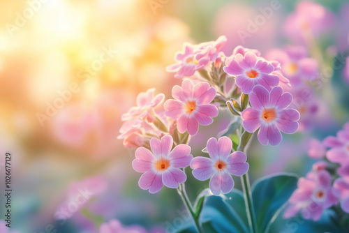 Beautiful Photo of Verbena Flowers in Bright Sunshine and Summer Weather