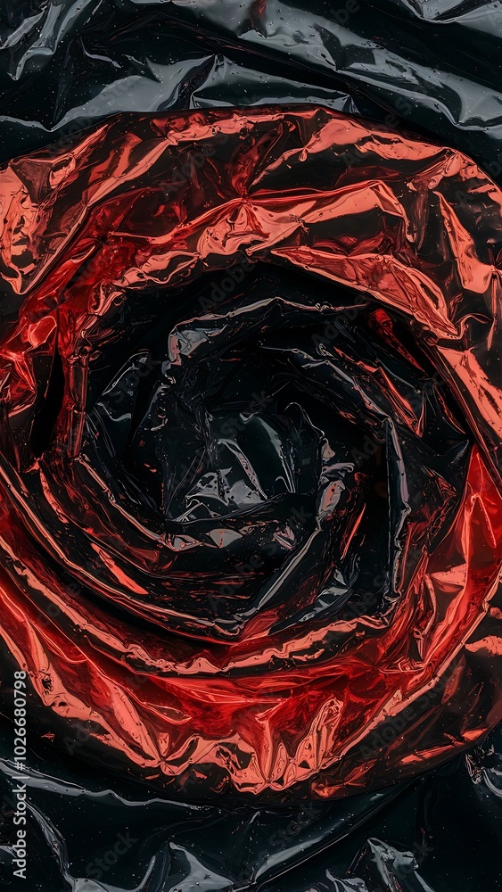Obraz premium Glittering abstract crumpled red and black foil background