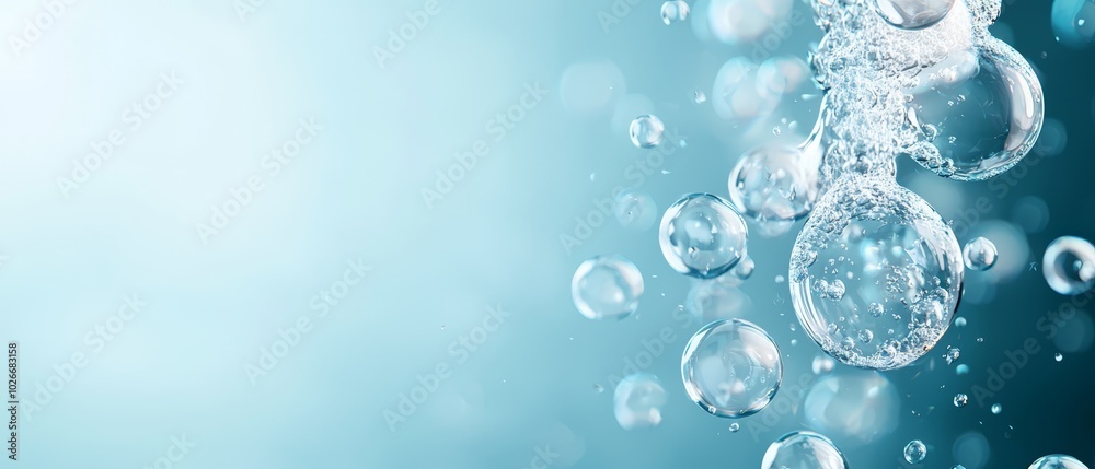 A cluster of bubbles drifting above tranquil blue water teeming with numerous white ones, framed by a blue sky A cluster of bubbles drifting above tranquil blue water teeming with numerous white ones, framed by a blue sky