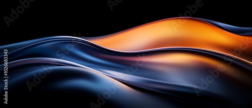  A tight shot of a black backdrop bearing a wave of blue, orange, and yellow hues in its midsection