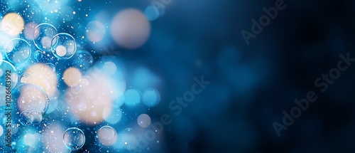  Two blurred images of bubbles floating in the same blue background