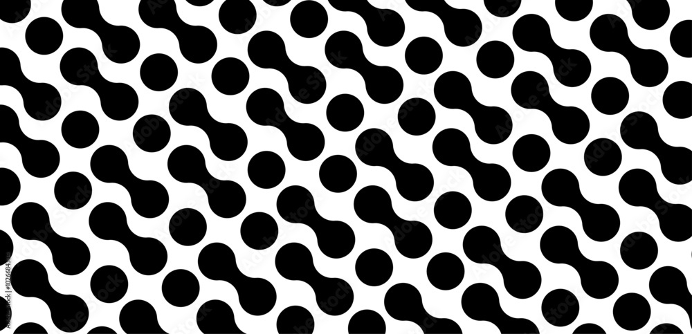 Black and White Geometric Pattern with Circular and Curved Shapes Black and White Geometric Pattern with Circular and Curved Shapes