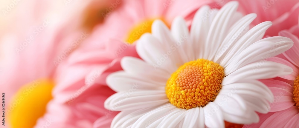 A tight shot of a flower cluster, featuring white and yellow blooms with their centers positioned at the heart of each petal A tight shot of a flower cluster, featuring white and yellow blooms with their centers positioned at the heart of each petal