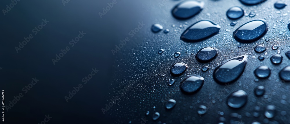 A tight shot of water droplets on a black backdrop, contrasted by a blue sky in the distance Blue sky also present in the foreground A tight shot of water droplets on a black backdrop, contrasted by a blue sky in the distance Blue sky also present in the foreground